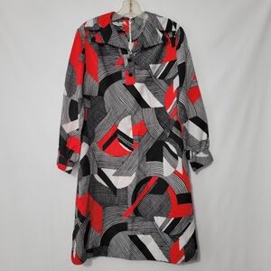 Vintage 60's Fashioned by Patty Mod Dress Geometric Print Retro Ladies 8 Approx